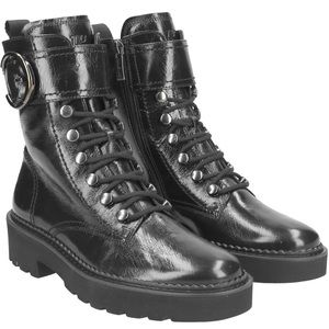 Lug boot. Black leather